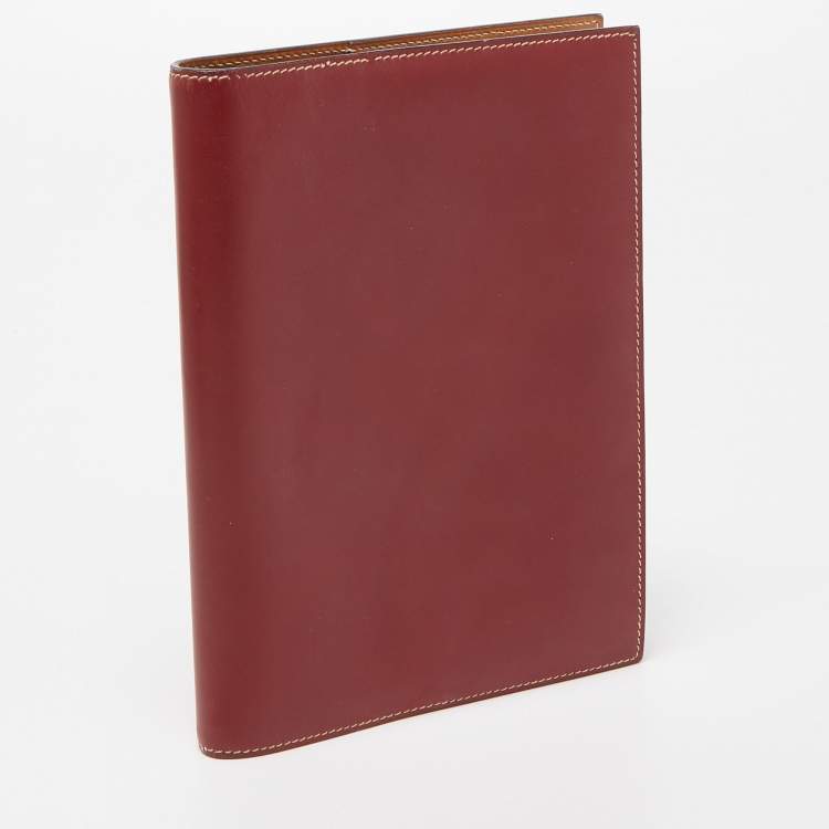 Pre Owned Hermes Rogue H/Vache Naturel Box Leather Globe Trotter Agenda Cover 