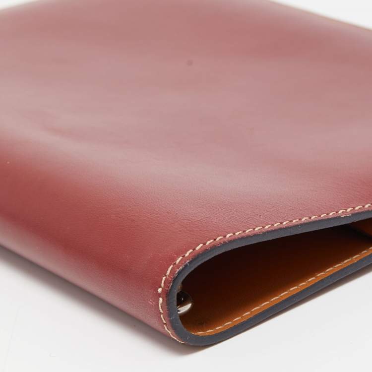 Pre Owned Hermes Rogue H/Vache Naturel Box Leather Globe Trotter Agenda Cover 