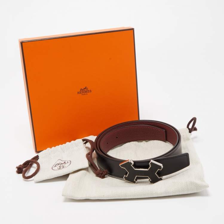 Hermes Black/Rogue H Chamonix and Togo Leather H Street Buckle ...