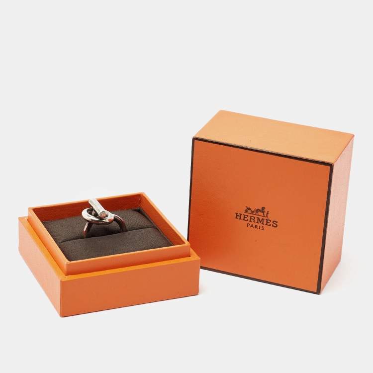 Pre Owned Hermes Echappee Sterling Silver Medium Model Ring Size 51