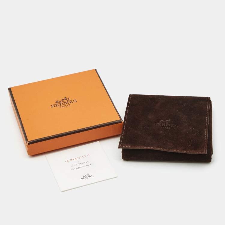 Pre Owned Hermes Clic H Blue Enamel Gold Plated Narrow Bracelet