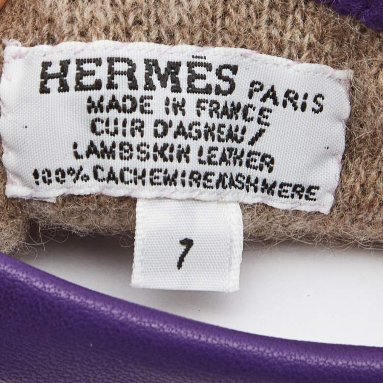 Pre Owned Hermès Purple Leather Stitch Detail Gloves Size 7