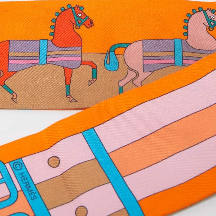 Pre Owned Hermes Multicolor Rocabar Silk Twilly Scarf