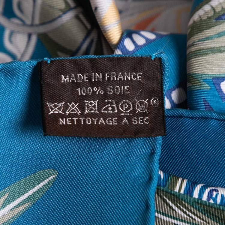 Pre Owned Hermes Bleu Canard Danse Pacifique Silk Scarf