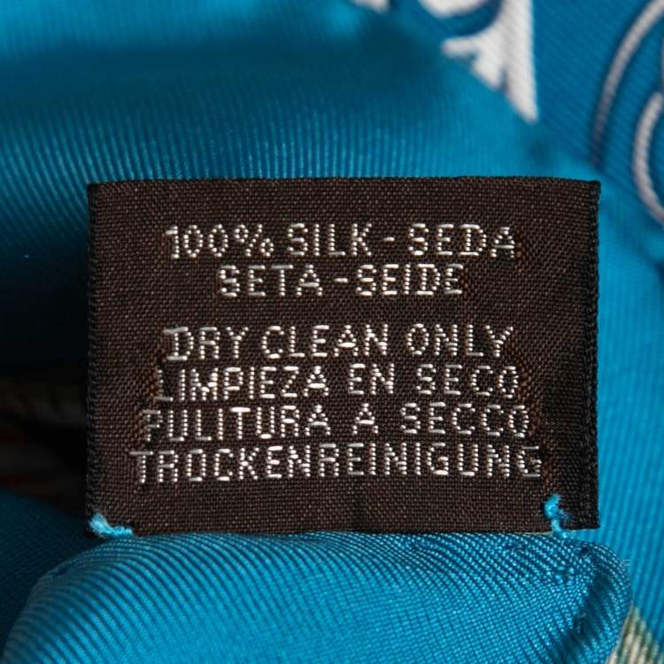 Pre Owned Hermes Bleu Canard Danse Pacifique Silk Scarf