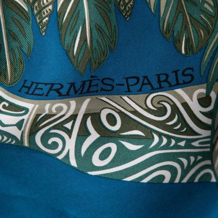 Pre Owned Hermes Bleu Canard Danse Pacifique Silk Scarf
