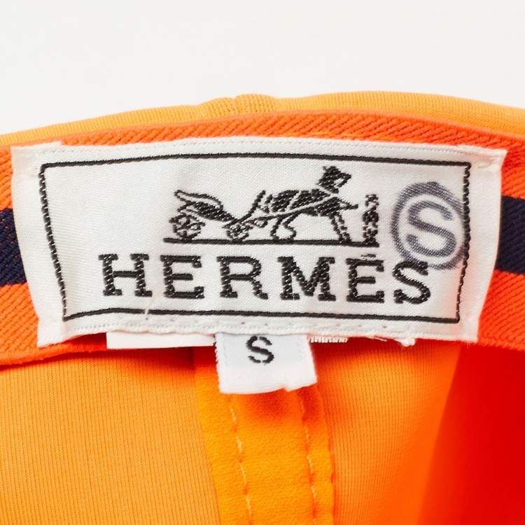 Pre Owned Hermes Orange H Embossed Neobain Atlantic Cap S