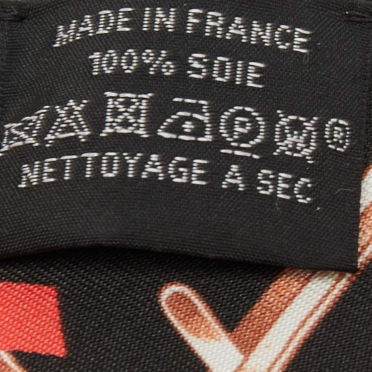 Pre Owned Hermes Black Do Re Boucles Silk Twilly Scarf