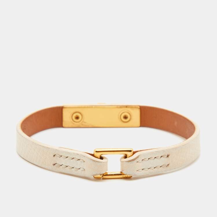 Pre Owned Hermes Kelly Mini II Leather Gold Tone Bracelet