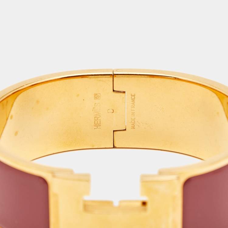 Pre Owned Hermes Clic Clac H Enamel Gold Plated Bracelet