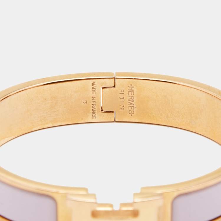Pre Owned Hermes Clic H Enamel Gold Plated Narrow Bracelet