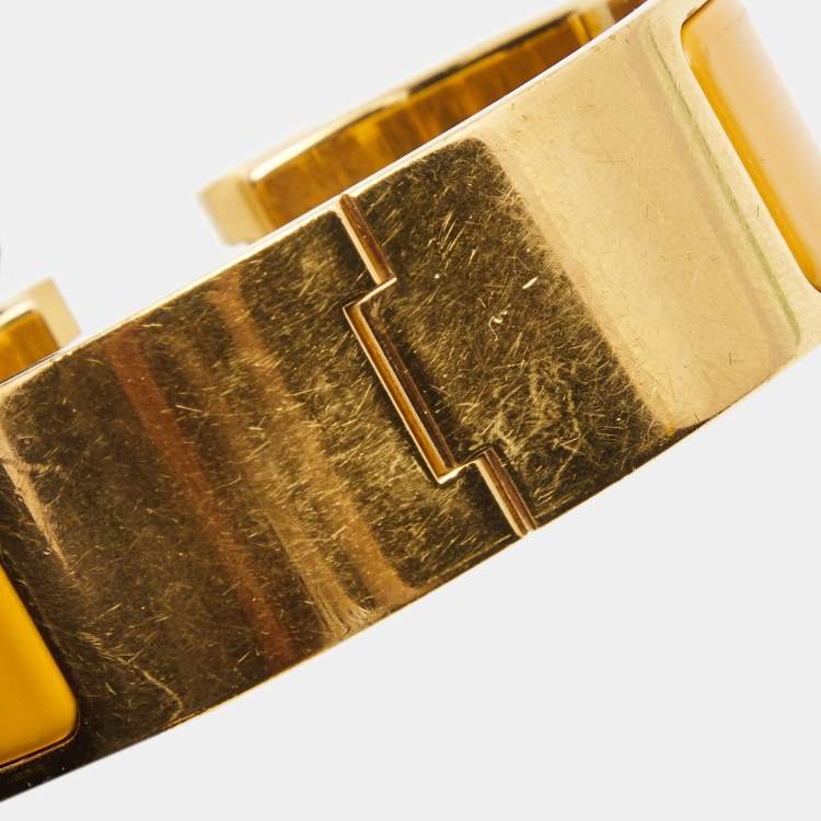 Pre Owned Hermes Clic Clac H Enamel Gold Plated Bracelet 