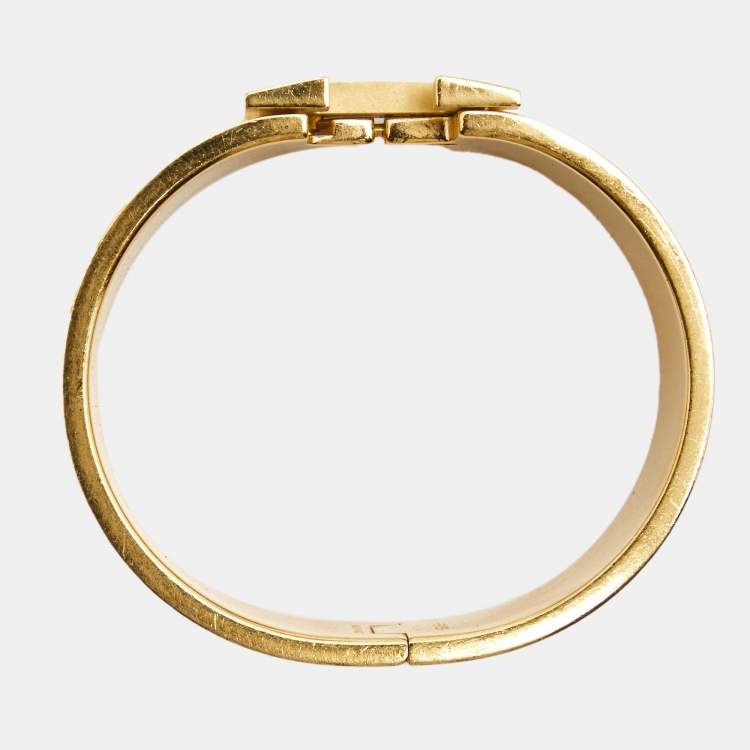 Pre Owned Hermes Clic Clac H Enamel Gold Plated Bracelet 