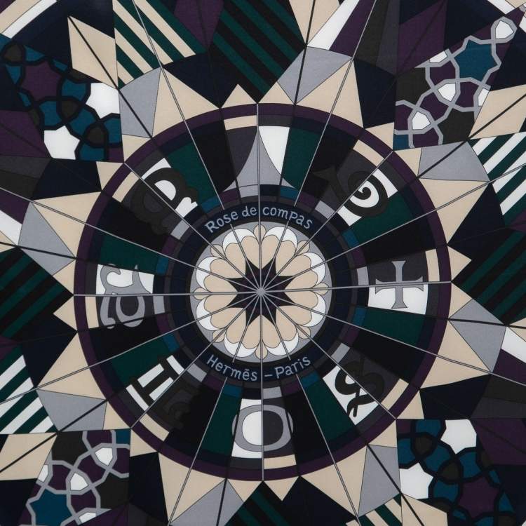 Pre Owned Hermes Multicolor Rose de Compas Silk Scarf