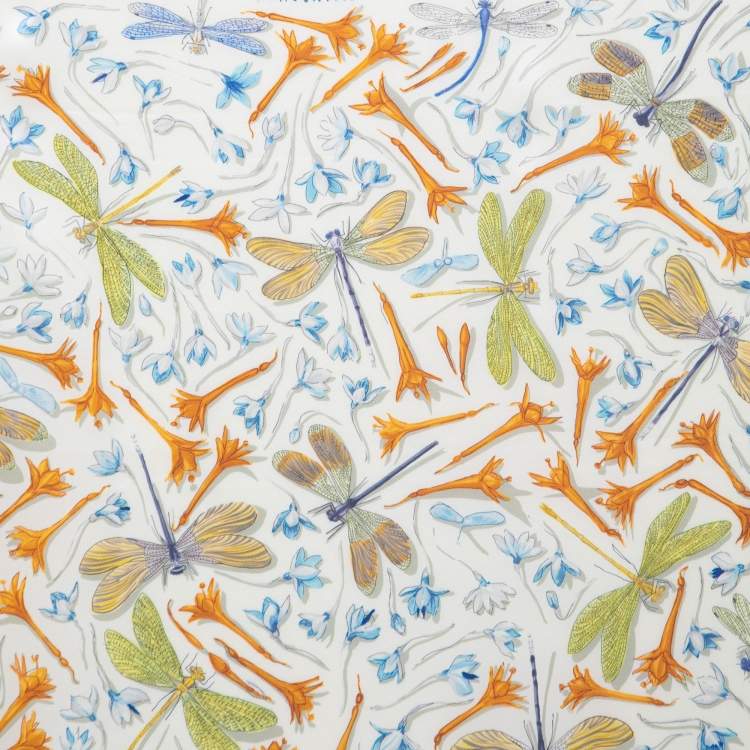 Pre Owned Hermes Yellow Dragonflies Silk Scarf