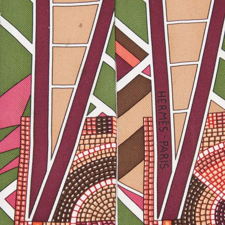 Pre Owned Hermes Multicolor Printed Silk Twilly