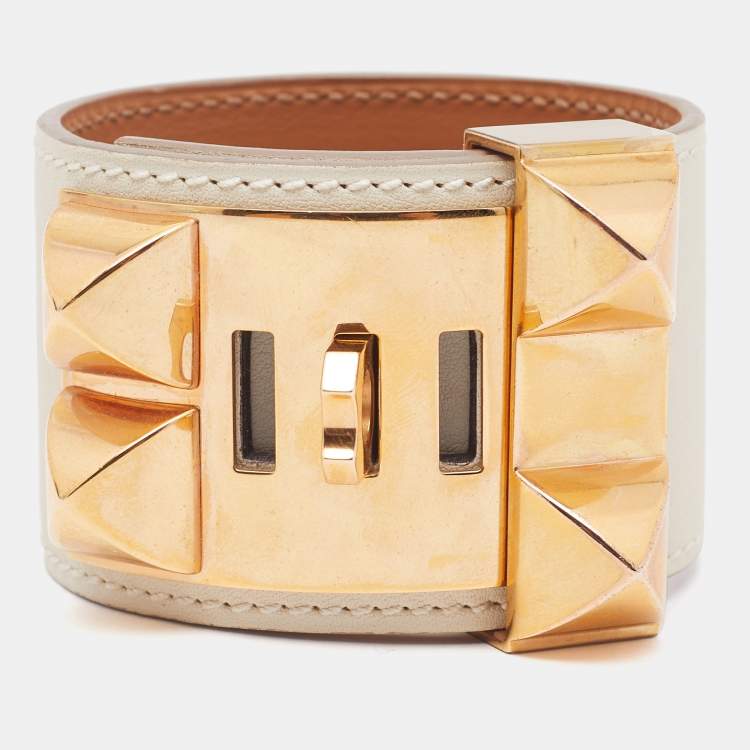 Pre Owned Hermès Collier de Chien Nata Leather Cuff Bracelet