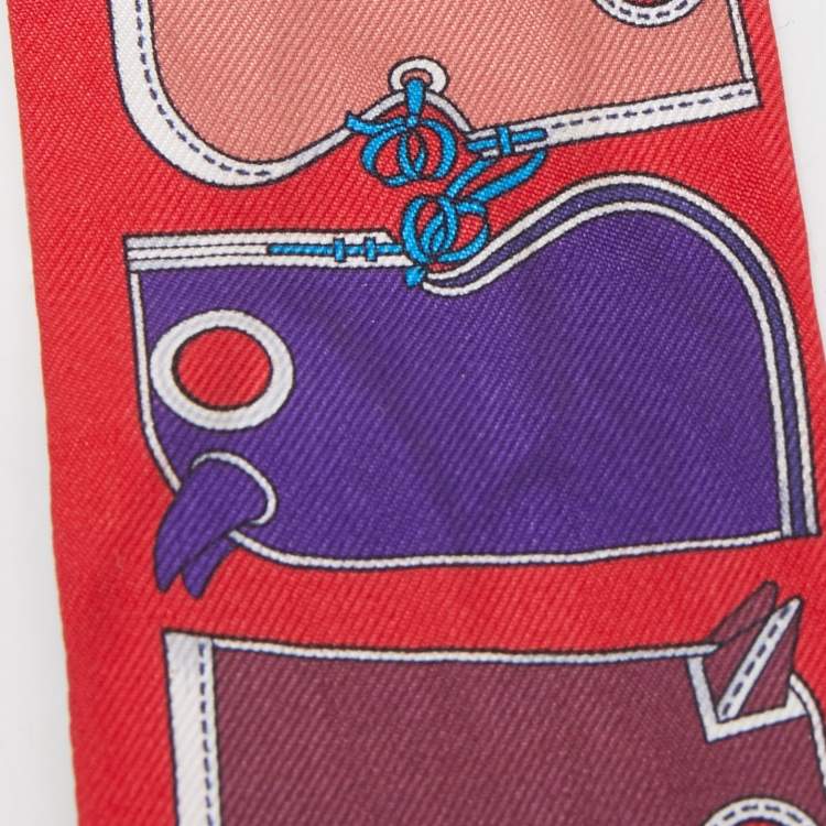 Pre Owned Hermes Red Camails Silk Twilly Scarf