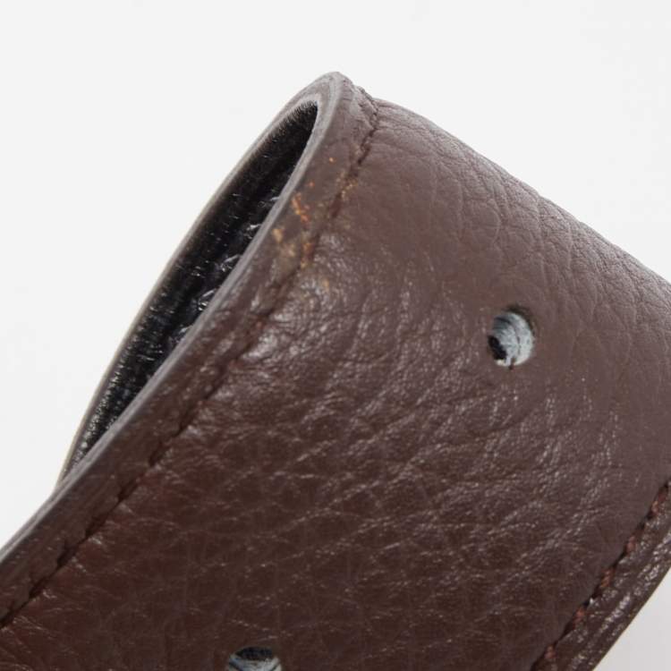 Pre Owned Hermes Brown and Black Leather H Buckle Reversible Belt 95CM