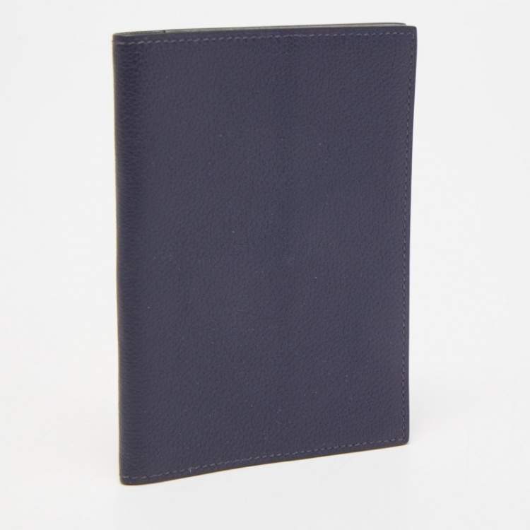 Pre Owned Hermes Bleu Indigo/Blue Glacier Evercolor Leather MC² Magellan Passport Holder