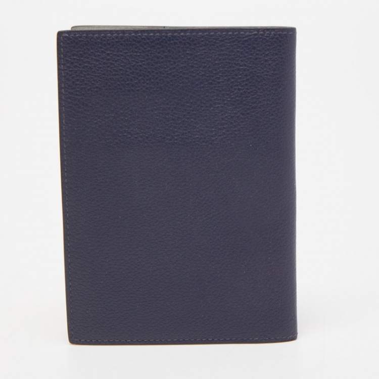 Pre Owned Hermes Bleu Indigo/Blue Glacier Evercolor Leather MC² Magellan Passport Holder