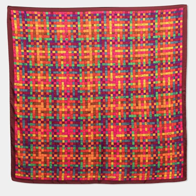Pre Owned Hermes Maroon Bolduc au Carre Silk Scarf