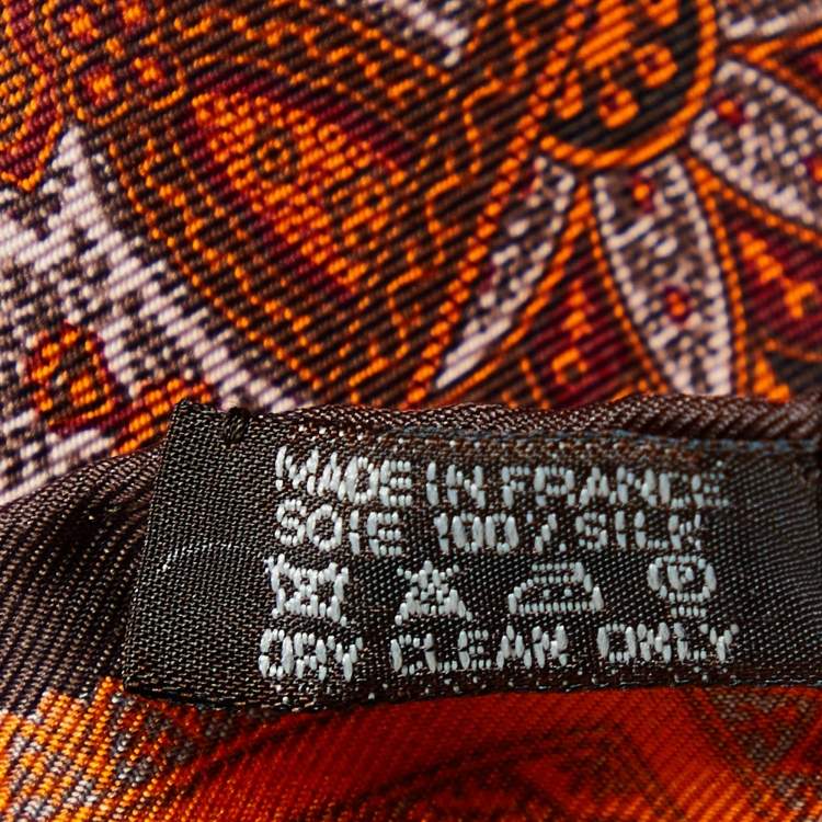 Pre Owned Hermes Multicolor Paisley Printed Silk Square Handkerchief