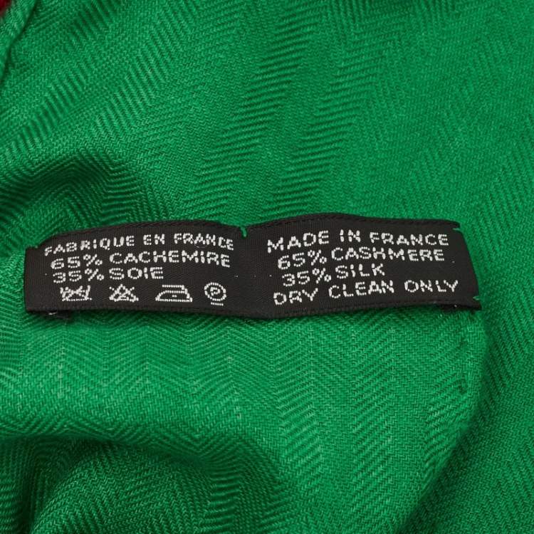 Pre Owned Hermes Green Jungle Love Cashmere & Silk Shawl Scarf