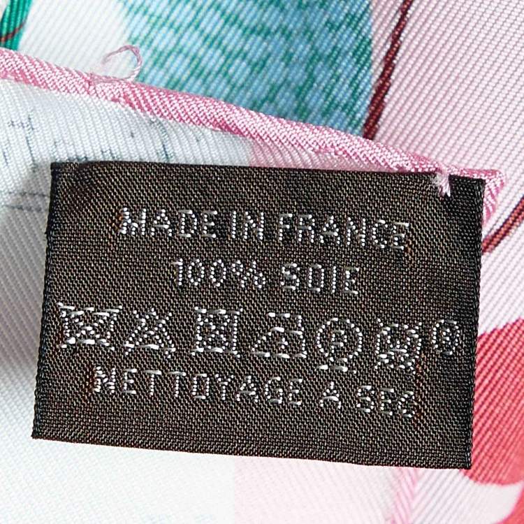 Pre Owned Hermes Pink La Maison des Oiseaux Parleurs Printed Silk Square Scarf