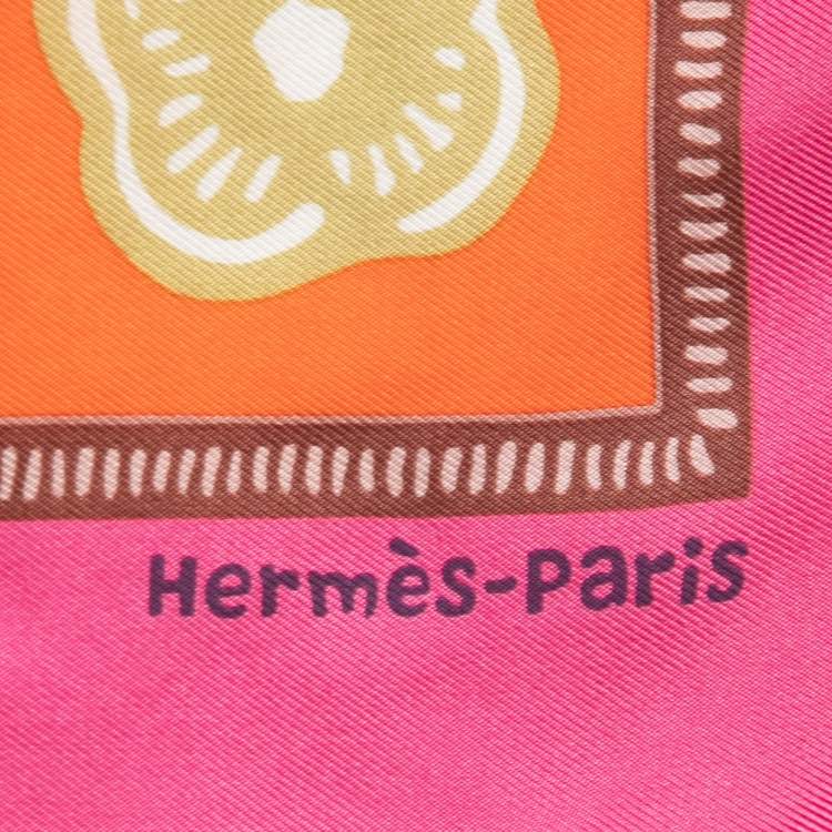 Pre Owned Hermes Multicolor Printed Silk Square Handkerchief