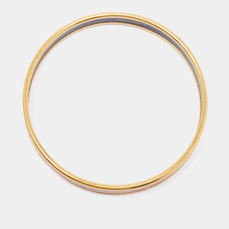 Pre Owned Hermes  Enamel Printed Gold Plated Narrow Bracelet