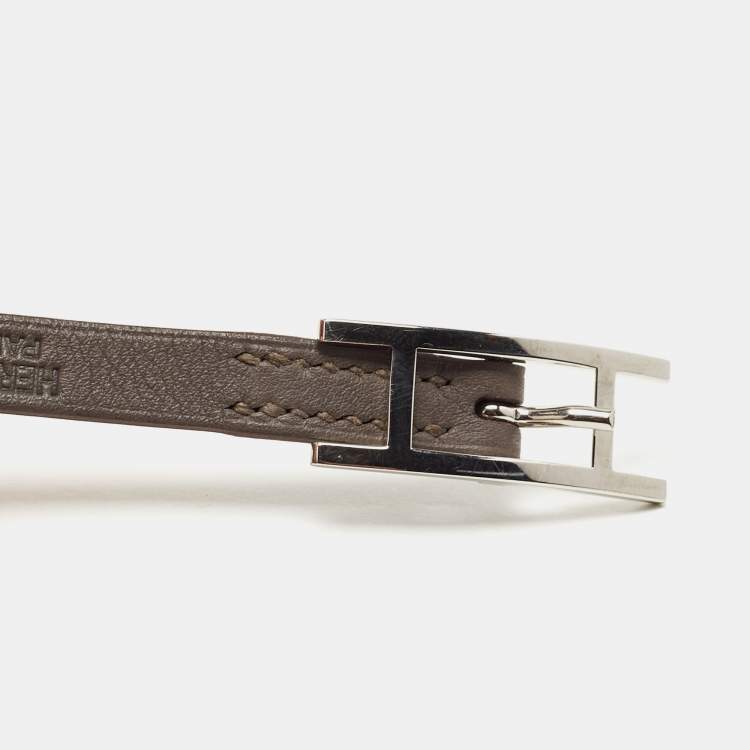 Pre Owned Hermes Etain Swift Leather Hapi 3 Bracelet 