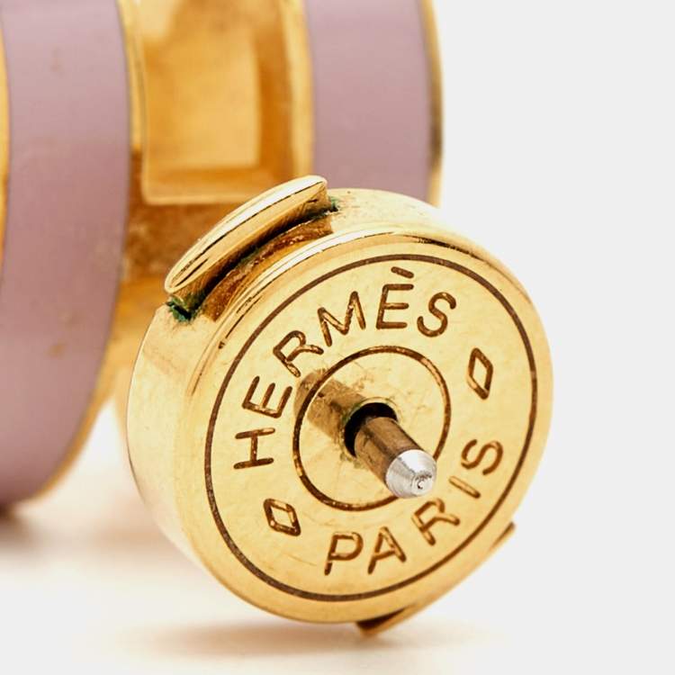مملوكة مسبقًا Hermes Pop H Enamel Gold Plated Stud Earrings