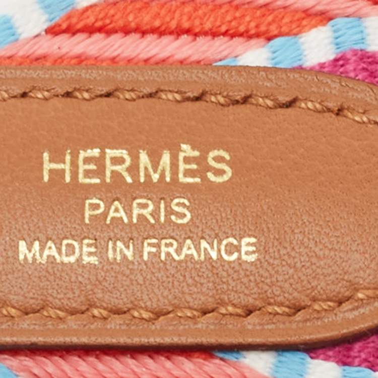 Pre Owned Hermes Multicolor Cavale Canvas and Swift Leather Gold Finished Sangle Bag Strap