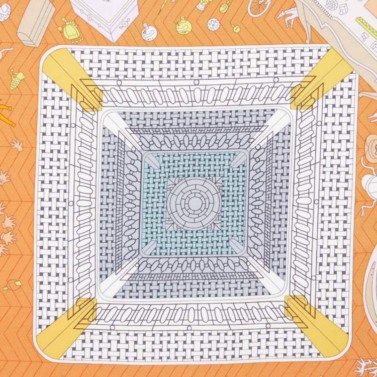 Pre Owned Hermes Multicolor Objects De Curiosite Printed Silk Square Scarf