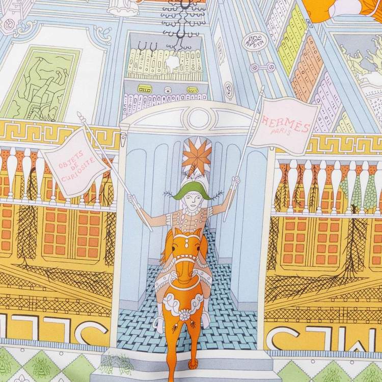 Pre Owned Hermes Multicolor Objects De Curiosite Printed Silk Square Scarf