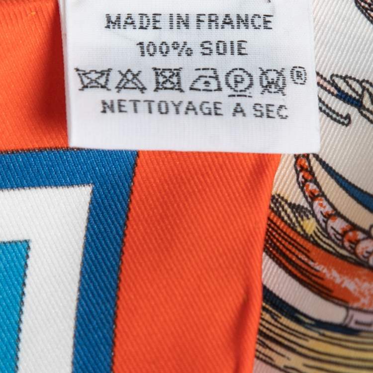 Pre Owned Hermes Vermillon/White Les Anamorphoses Silk Scarf