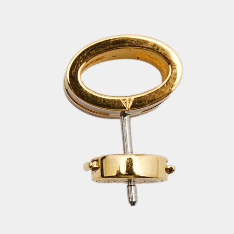 Pre Owned Hermes Pop H Enamel Gold Plated Stud Earrings