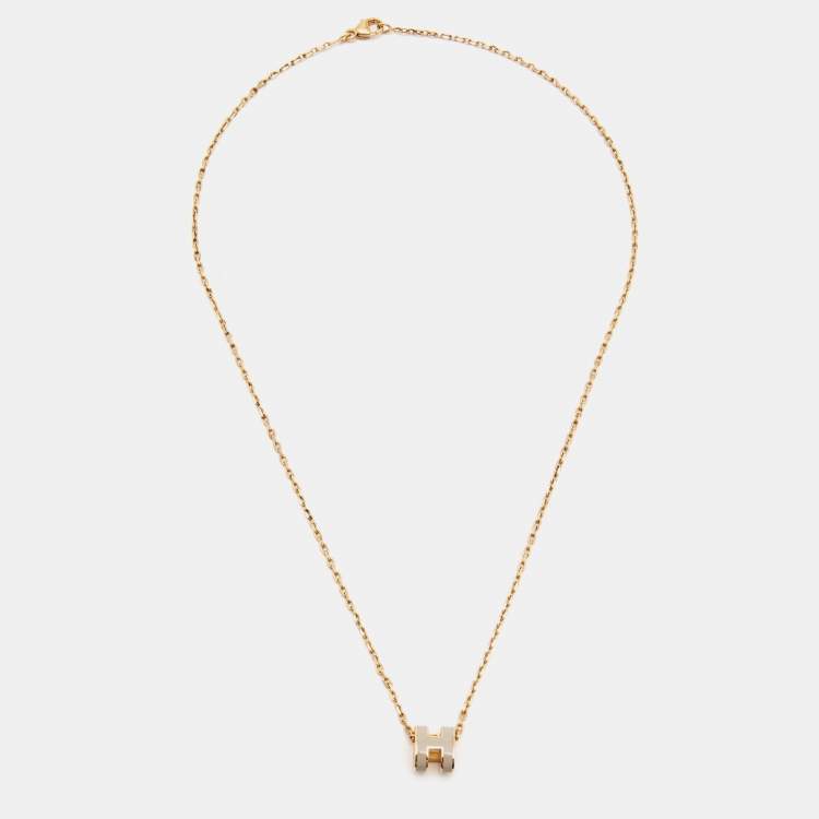Pre Owned Hermès Pop H Enamel Gold Plated Pendant Necklace