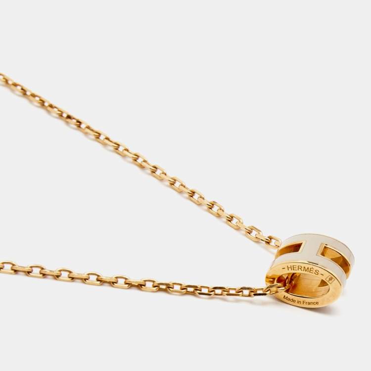 Pre Owned Hermès Pop H Enamel Gold Plated Pendant Necklace