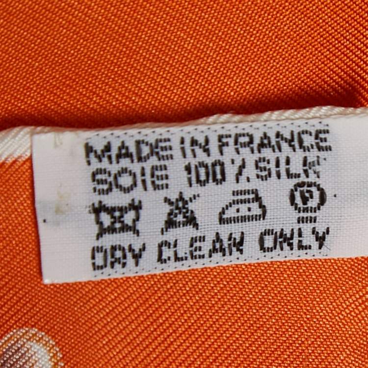 Pre Owned Hermes Orange Vif Argent Silk Pocket Square