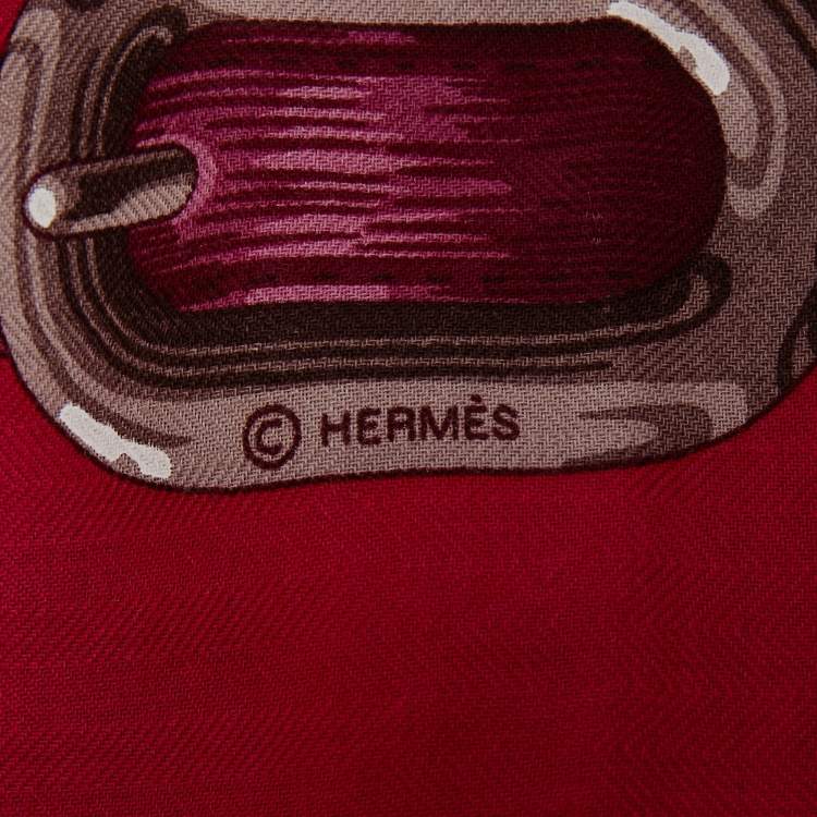 Pre Owned Hermes Pink Coaching Cashmere & Silk Shawl