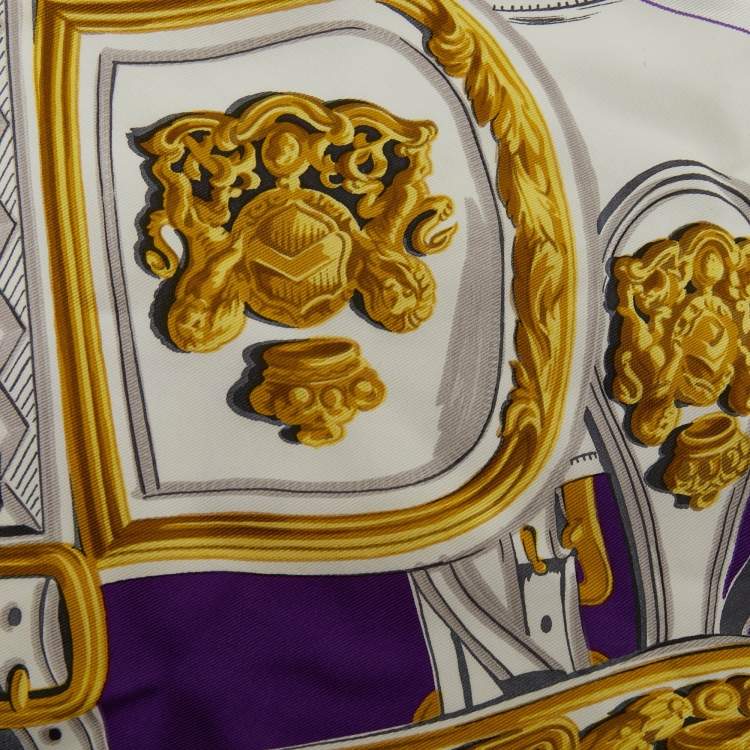 Pre Owned Hermes Purple/White Brides d Gala Silk Triangle Scarf