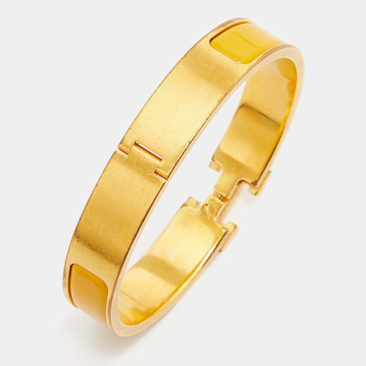 مملوكة مسبقًا Hermes Clic Clac H Enamel Gold Plated Bracelet