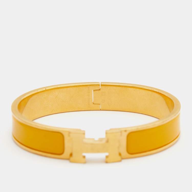 مملوكة مسبقًا Hermes Clic Clac H Enamel Gold Plated Bracelet