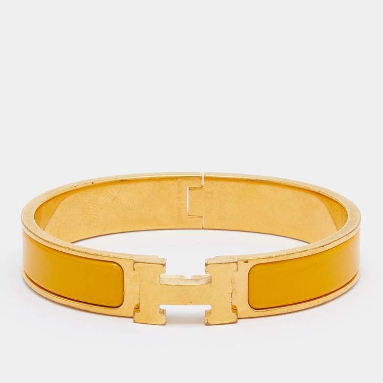 مملوكة مسبقًا Hermes Clic Clac H Enamel Gold Plated Bracelet
