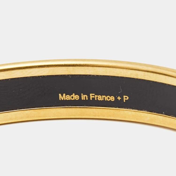 Pre Owned Hermes Quadrige Enamel Gold Plated Narrow Bangle Bracelet