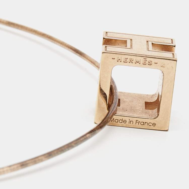 Pre Owned Hermes Cage d'H Gold Plated Silver Pendant Necklace