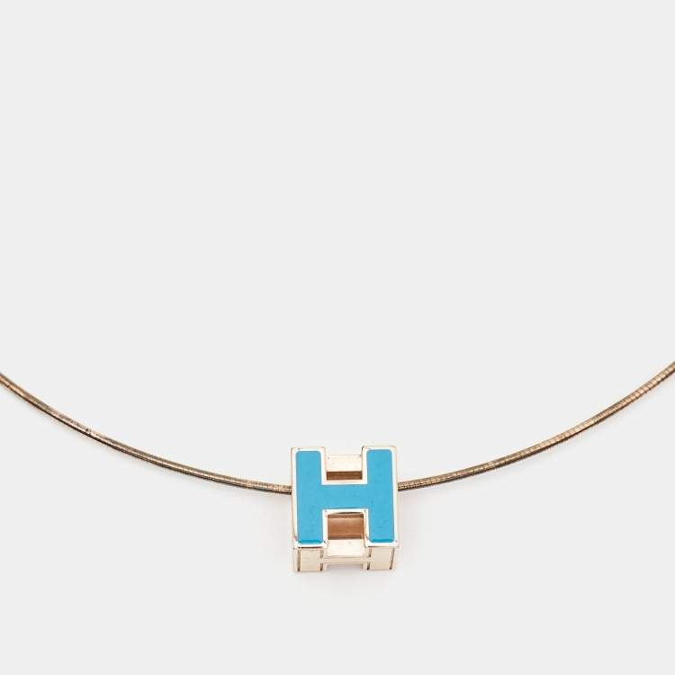 Pre Owned Hermes Cage d'H Gold Plated Silver Pendant Necklace