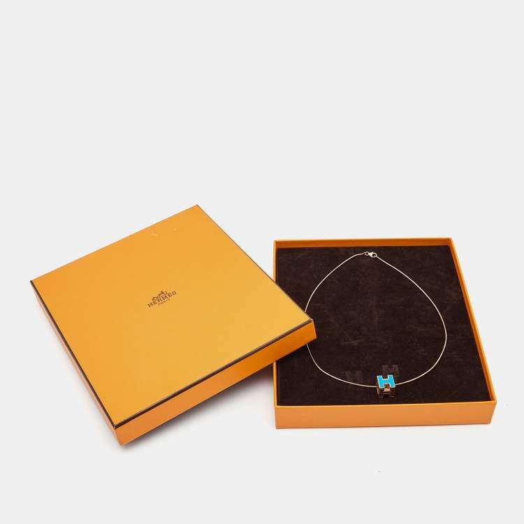 Pre Owned Hermes Cage d'H Gold Plated Silver Pendant Necklace